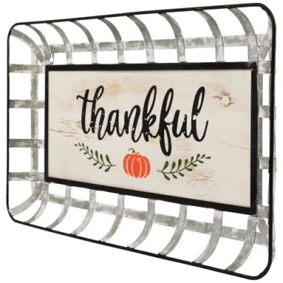 Northlight 24in Pumpkin Thankful Rectangular Fall Serving Tray Sign In Metallic