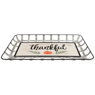Northlight 24in Pumpkin Thankful Rectangular Fall Serving Tray Sign In Metallic