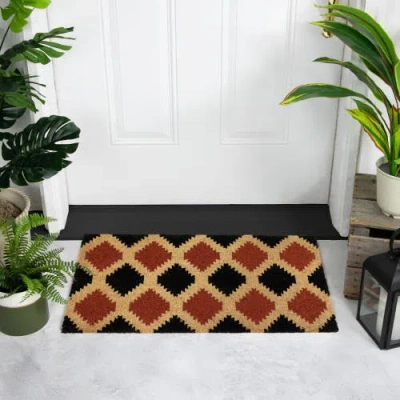 Northlight Diamond Pattern With Cream Accent Autumn Doormat 18" X 30" In Multi