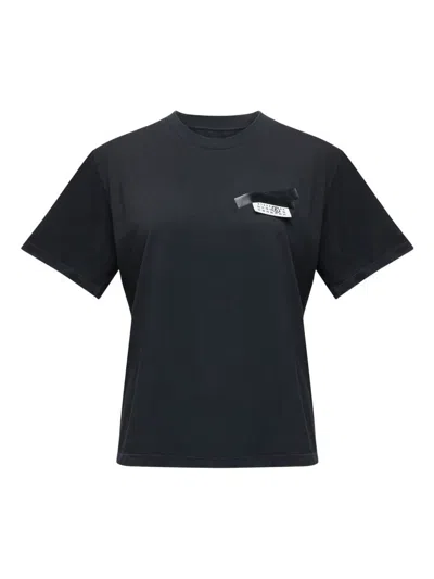 Mm6 Maison Margiela Black Logo T-shirt In Black