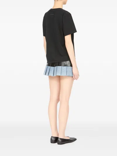 Mm6 Maison Margiela Black Logo T-shirt In Black