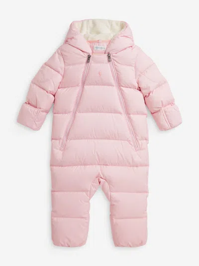 Ralph Lauren Baby Girls Logo Snowsuit In Pink