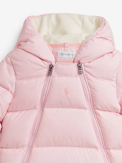 Ralph Lauren Baby Girls Logo Snowsuit In Pink