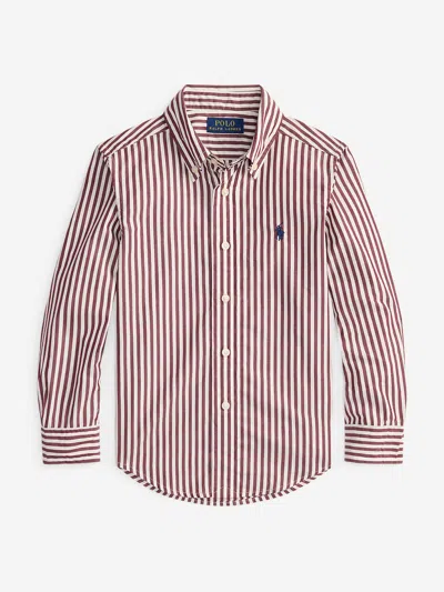 Ralph Lauren Boys Striped Logo Shirt In Multi