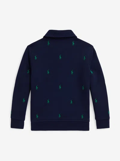 Ralph Lauren Boys Half Zip Logo Pullover In Blue