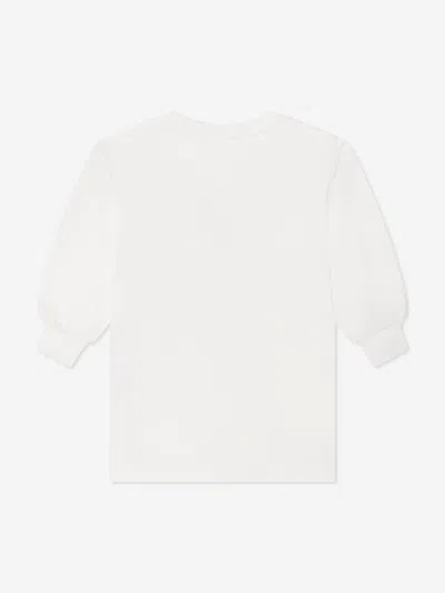 Moschino Girls Bow Heart Sweater Dress Ivory In White