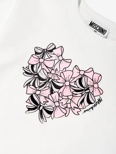 Moschino Girls Bow Heart Sweater Dress Ivory In White