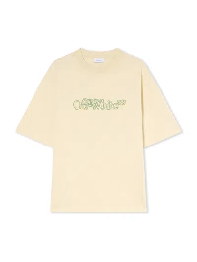 Off-white Cloudy Arrow Skate Crewneck T-shirt In Yellow