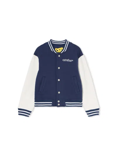 Off-white Arrow Dotline Varsity Jacket In Blue