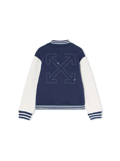 Off-white Arrow Dotline Varsity Jacket In Blue