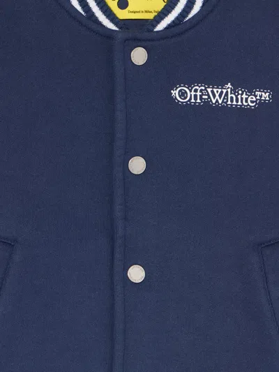 Off-white Arrow Dotline Varsity Jacket In Blue