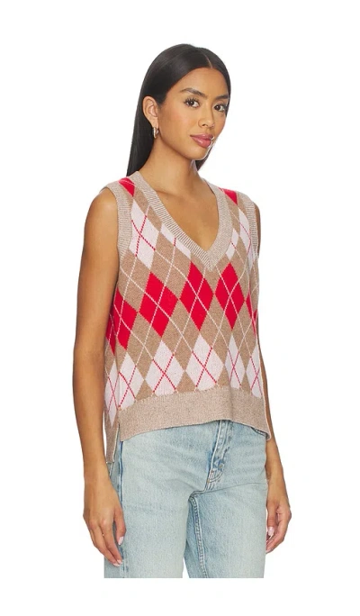 Re/done Argyle Vest In Red Combo In Multi