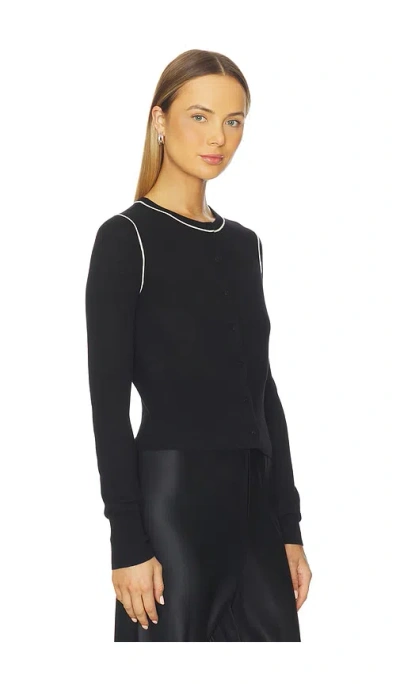 St Agni Wool Fine Line Cardigan In Black