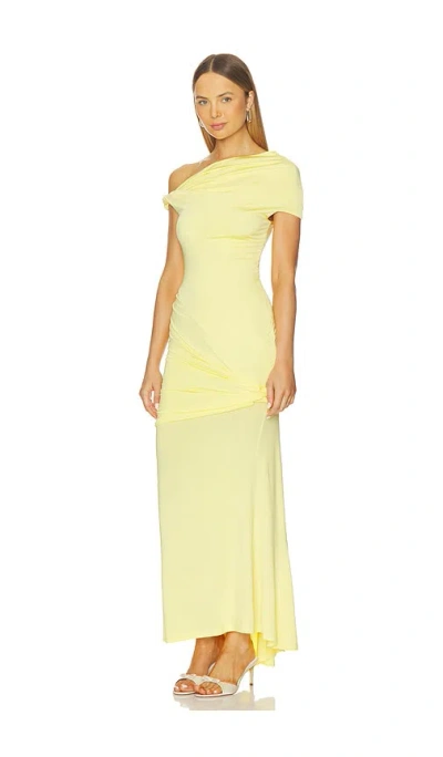 Paris Georgia Pascal Asymmetrical Draped Dress In Yellow