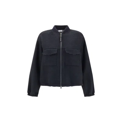 Brunello Cucinelli Oversized Virgin Wool Jacket With Ribbed Collar