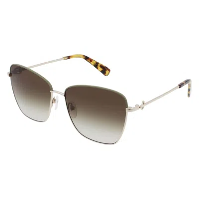 Longchamp Gold Metal Sunglasses In Brown