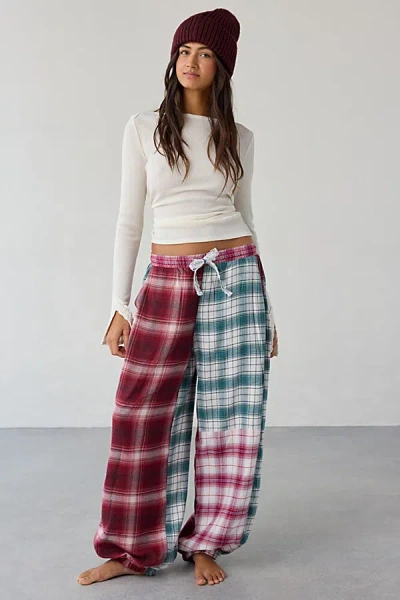 Out From Under In Your Dreams Brushed Flannel Lounge Jogger Pant In Red, Women's At Urban Outfitters In Red