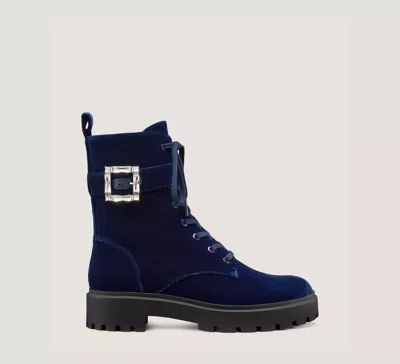 Stuart Weitzman June Lace-up Bootie In Blue