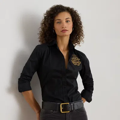 Ralph Lauren Women's Logo Detail Point Collar Shirt In Black