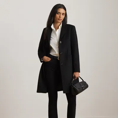 Lauren Petite Ralph Lauren Wool-blend Reefer Coat In Black