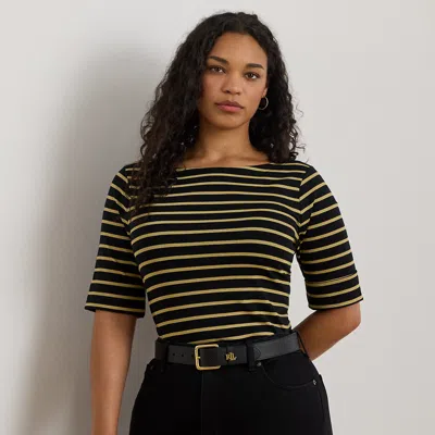 Lauren Woman Ralph Lauren Metallic Striped Boatneck Tee In Multi
