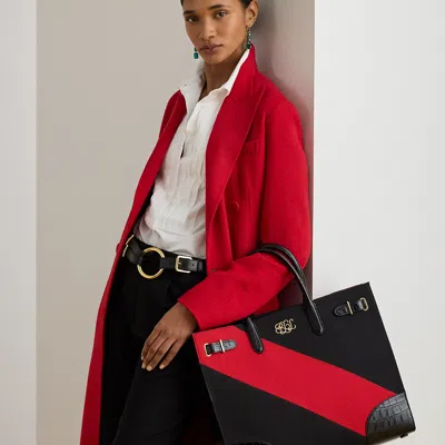 Ralph Lauren Two-tone Canvas Large Devyn Tote Bag In Multi