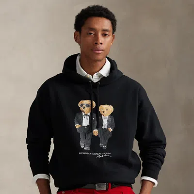 Ralph Lauren Graphic Print Hoodie With Drawstring And Pocket In Black