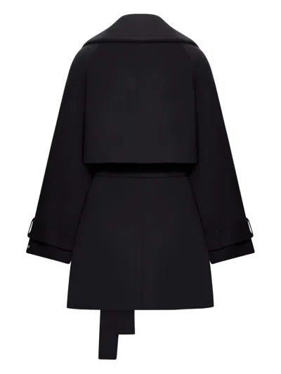 Sportmax Short Belted Trench Coat With Double-breasted Design In Black
