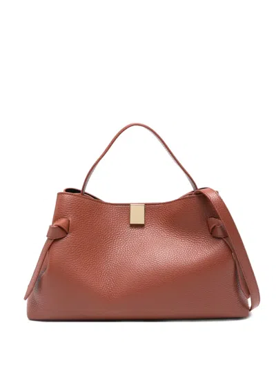 Yuzefi Tote Bag With Knot And Textured Finish In Brown