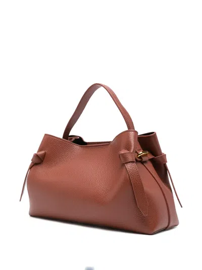 Yuzefi Tote Bag With Knot And Textured Finish In Brown