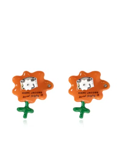 Marc Jacobs X David Shrigley Joy Flower Stud Earrings In Orange