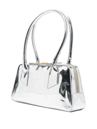 N°21 Rectangular Metallic Shoulder Bag With Top Handles In Silver