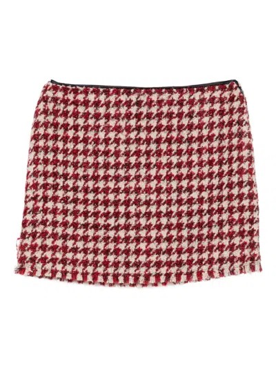 Liu •jo Houndstooth Pattern Mini Skirt With Textured Hemline In Multi