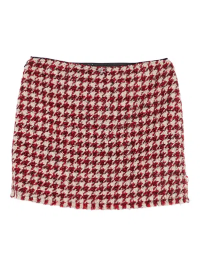 Liu •jo Houndstooth Pattern Mini Skirt With Textured Hemline In Multi