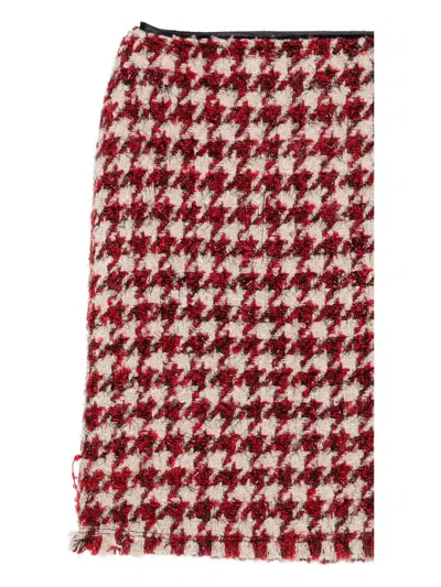 Liu •jo Houndstooth Pattern Mini Skirt With Textured Hemline In Multi