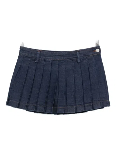7 For All Mankind Mini Skirt With Pleated Design And Belt Loops In Multi