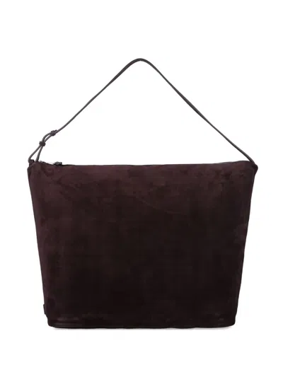 Emporio Armani Hobo Large Chain Soft Suede In Brown