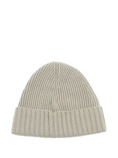 Stone Island Ribbed Beanie In Gray