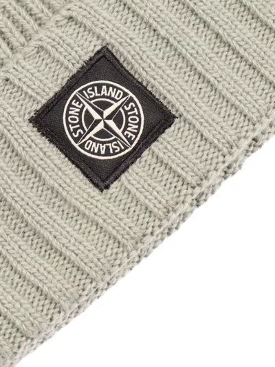 Stone Island Ribbed Beanie In Gray