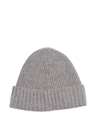 Stone Island Ribbed Beanie In Gray