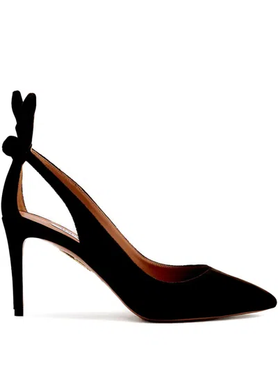 Aquazzura Black Suede Deneuve Pumps In Brown