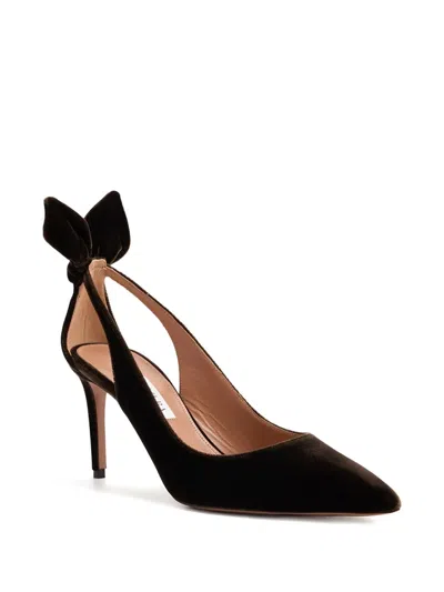 Aquazzura Black Suede Deneuve Pumps In Brown