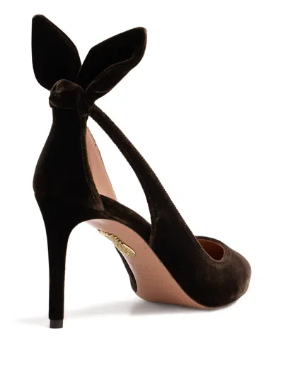 Aquazzura Black Suede Deneuve Pumps In Brown