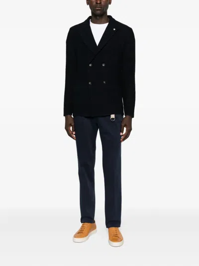 Manuel Ritz Double-breasted Knitted Blazer In Black