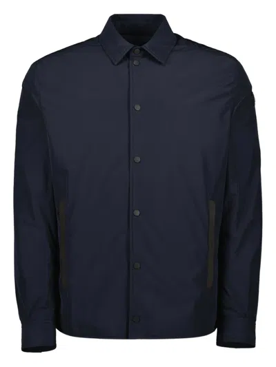 Moncler Quilted Logo-patch Jacket In Blue