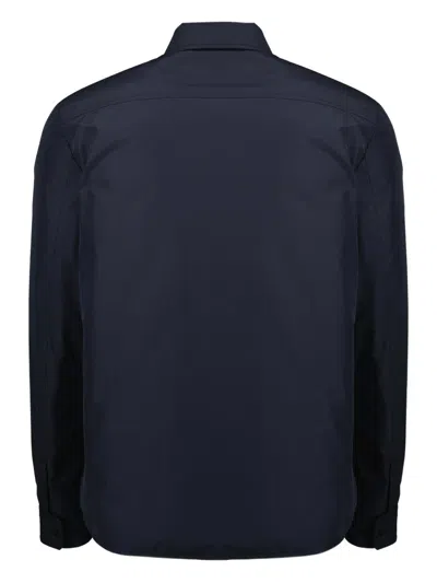 Moncler Quilted Logo-patch Jacket In Blue