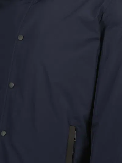 Moncler Quilted Logo-patch Jacket In Blue