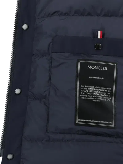 Moncler Quilted Logo-patch Jacket In Blue