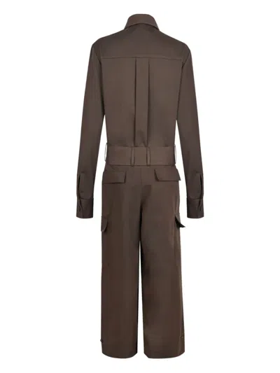 P.a.r.o.s.h Belted Jumpsuit In Brown