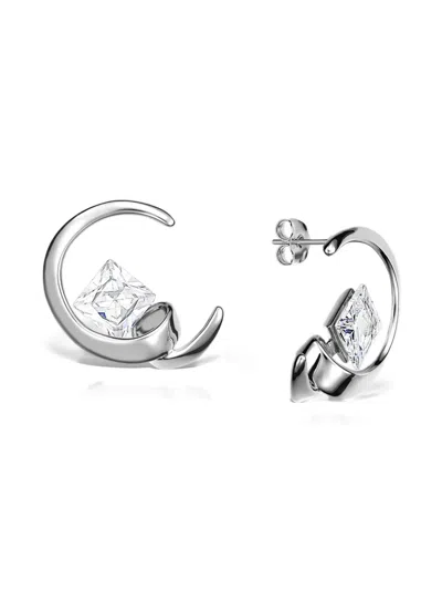 Obsidian Arc Earrings In Silver